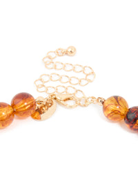 Brown Acrylic Beaded Necklace - link has visual effect only