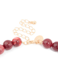 Red Marbled Acrylic Beaded Necklace - link has visual effect only
