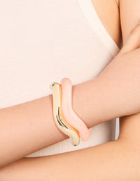 Pink & Gold Wavy Wrist Cuffs 2-Pack - link has visual effect only