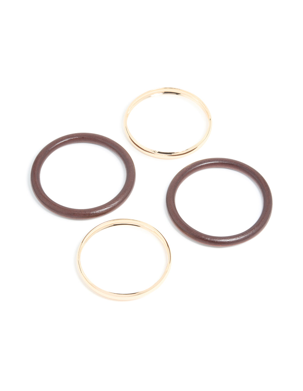 Gold & Wooden Bangles 4-Pack