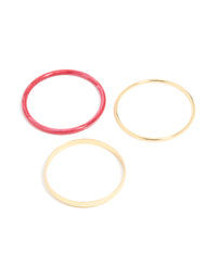 Gold Smooth & Red Acrylic Bangles 3-Pack - link has visual effect only