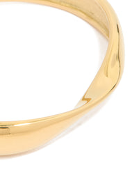 Waterproof Rose Gold Plated Stainless Steel Twisted Wrist Cuff - link has visual effect only