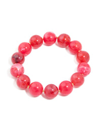 Gold Red Acrylic Beaded Stretch Bracelet - link has visual effect only