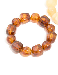 Brown & White Acrylic Beaded Stretch Bracelets 2-Pack - link has visual effect only