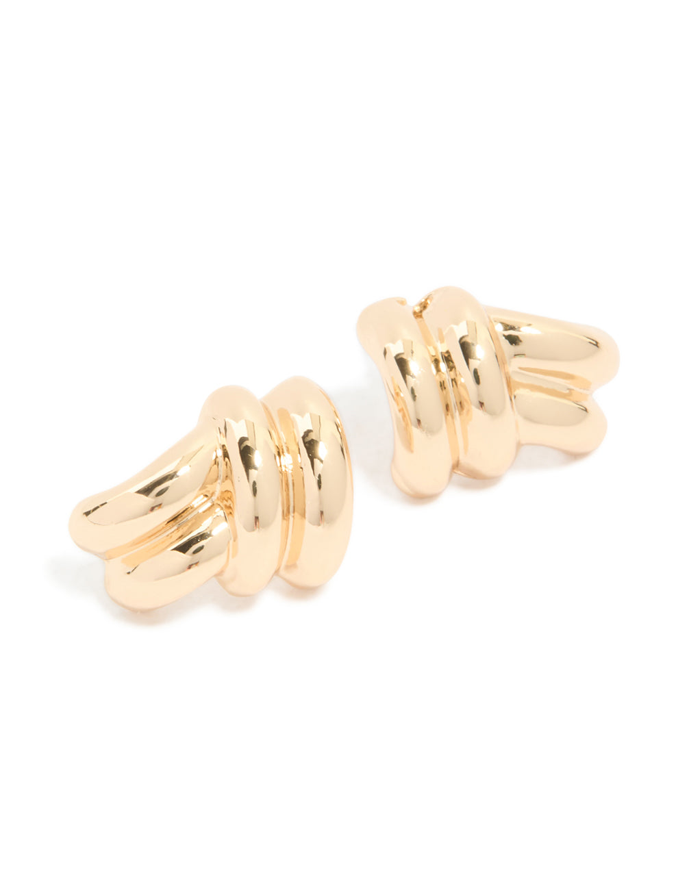 Gold Half Ribbon Knot Stud Earrings
