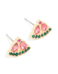 Gold Diamante Watermelon Stud Earrings - link has visual effect only