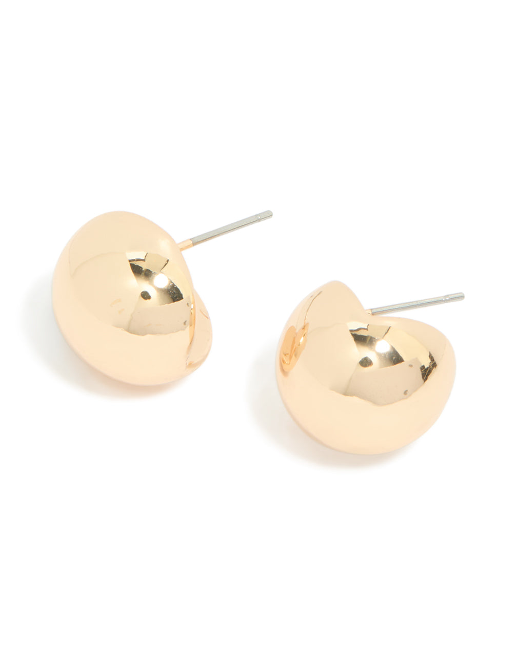 Gold Bubble Edge Round Stud Earrings
