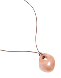 Pink Acrylic Pendant Dark Brown Cord Necklace - link has visual effect only