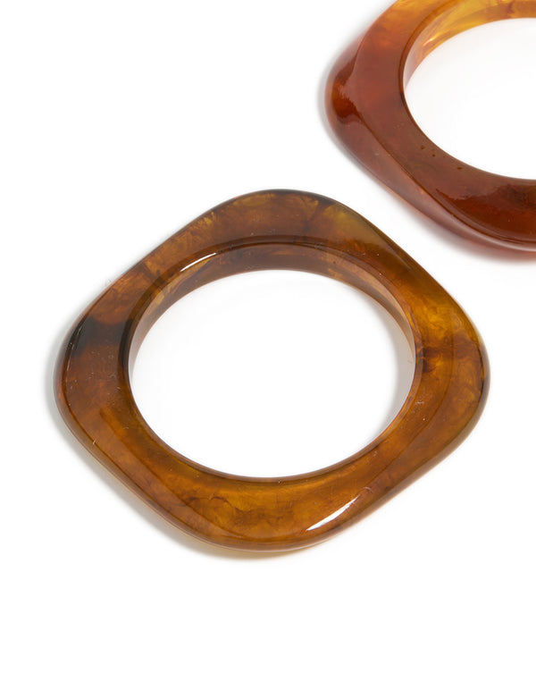 Brown Acrylic Thin Square Bangles 2-Pack