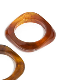 Brown Acrylic Thin Square Bangles 2-Pack - link has visual effect only