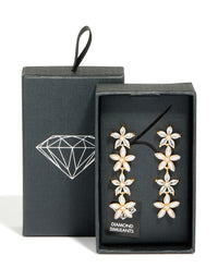 Gold Pearl & Cubic Zirconia Flower Drop Earrings - link has visual effect only