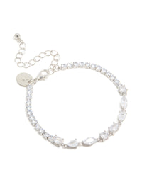 Silver Cubic Zirconia Mixed Shape Bracelet - link has visual effect only