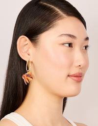 Gold Tortiiuseshell Acrylic Five Petal Hoop Earrings - link has visual effect only