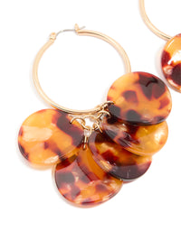 Gold Tortiiuseshell Acrylic Five Petal Hoop Earrings - link has visual effect only
