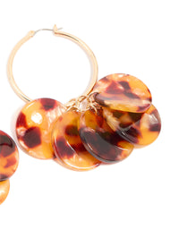 Gold Tortiiuseshell Acrylic Five Petal Hoop Earrings - link has visual effect only