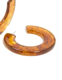 Brown Acrylic Chunky Medium Hoop Earrings - link has visual effect only