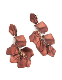 Dark Brown Coated Metal Petal Drop Earrings - link has visual effect only