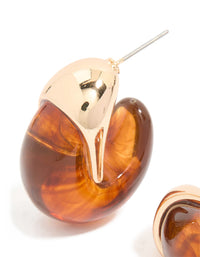 Brown Acrylic Chunky Curved Stud Earrings - link has visual effect only