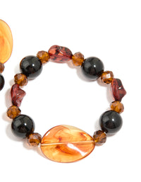 Brown Acrylic & Black Beaded Necklace - link has visual effect only