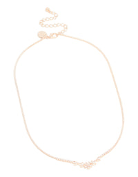 Rose Gold Plated Cubic Zirconia Dainty Floral Cupchain Necklace - link has visual effect only