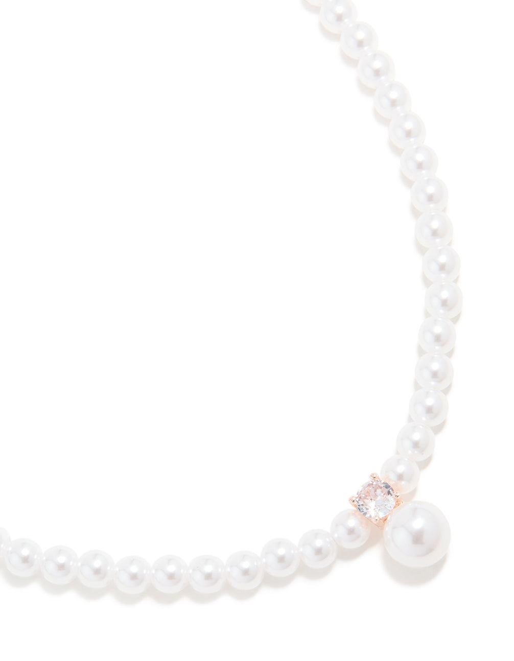 Rose Gold Plated Pearl & Cubic Zirconia Necklace