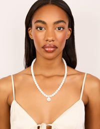 Rose Gold Plated Pearl & Cubic Zirconia Necklace - link has visual effect only