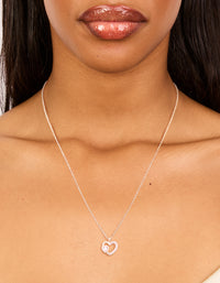 Rose Gold Plated Pink Cubic Zirconia Double Heart Pendant Necklace - link has visual effect only