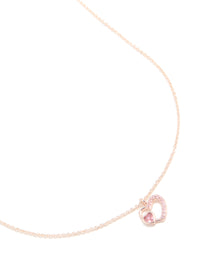 Rose Gold Plated Pink Cubic Zirconia Double Heart Pendant Necklace - link has visual effect only