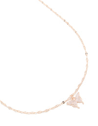 Rose Gold Plated Cubic Zirconia Pavé Butterfly Pendant Necklace - link has visual effect only