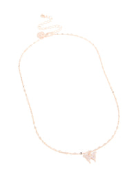 Rose Gold Plated Cubic Zirconia Pavé Butterfly Pendant Necklace - link has visual effect only