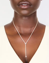 Rose Gold Plated Cubic Zirconia Flower Y-Necklace - link has visual effect only
