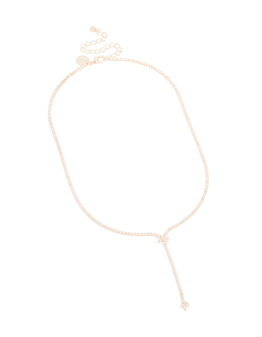 Rose Gold Plated Cubic Zirconia Flower Y-Necklace