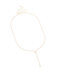 Rose Gold Plated Cubic Zirconia Flower Y-Necklace - link has visual effect only