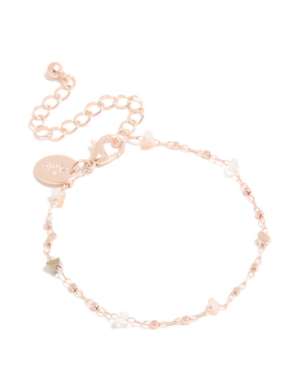 Rose Gold Plated Semi Precious Stone Station Bracelet