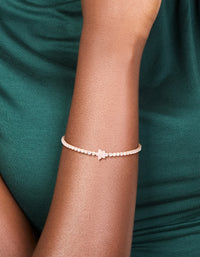 Rose Gold Plated Cubic Zirconia Flower Tennis Bracelet - link has visual effect only