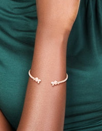 Rose Gold Plated Pink Cubic Zirconia Butterfly Tennis Wrist Cuff - link has visual effect only