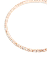 Rose Gold Plated Pink Cubic Zirconia Butterfly Tennis Wrist Cuff - link has visual effect only
