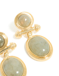 Gold Plated Vintage Semi Precious Stone Drop Earrings - link has visual effect only
