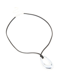 Silver Plated Open Oval Pendant Long Cord Necklace - link has visual effect only