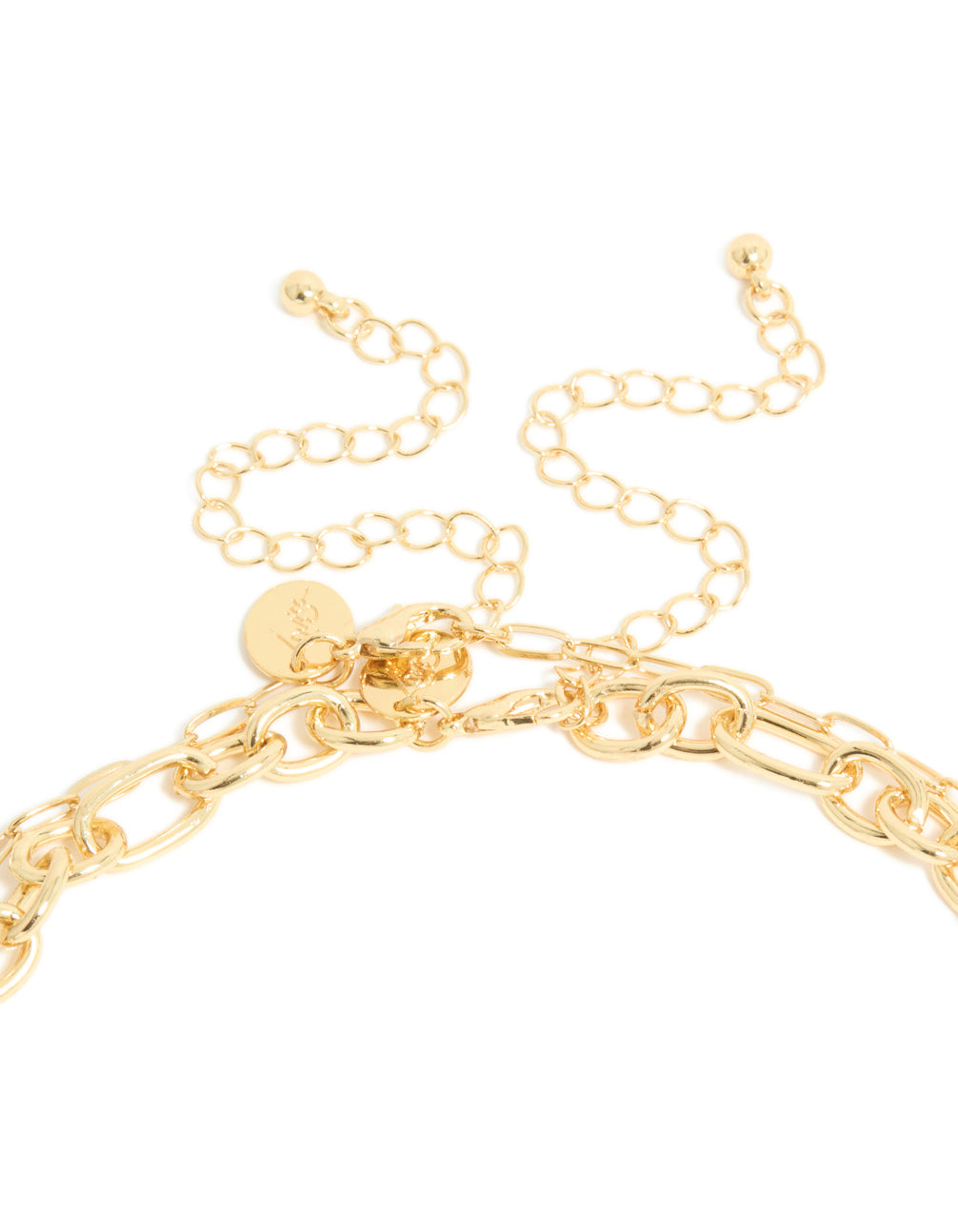 Gold Plated Diamante Rectangle Chain Layered Necklace