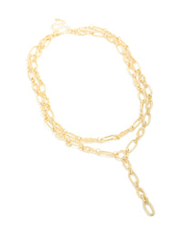 Gold Plated Chain Layered Knot Y-Necklace - link has visual effect only
