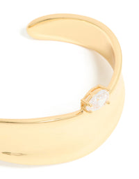 Gold Plated Diamante Centre Thick Wrist Cuff - link has visual effect only