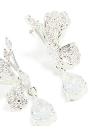 Silver Plated Cubic Zirconia Half Flower Drop Earrings - link has visual effect only