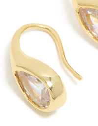 Gold Plated Cubic Zirconia Modern Teardrop Hook Earrings - link has visual effect only
