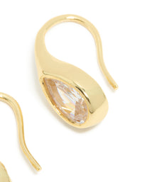 Gold Plated Cubic Zirconia Modern Teardrop Hook Earrings - link has visual effect only
