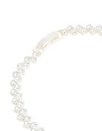 Silver Plated Cubic Zirconia Zig Zag Tennis Bracelet - link has visual effect only