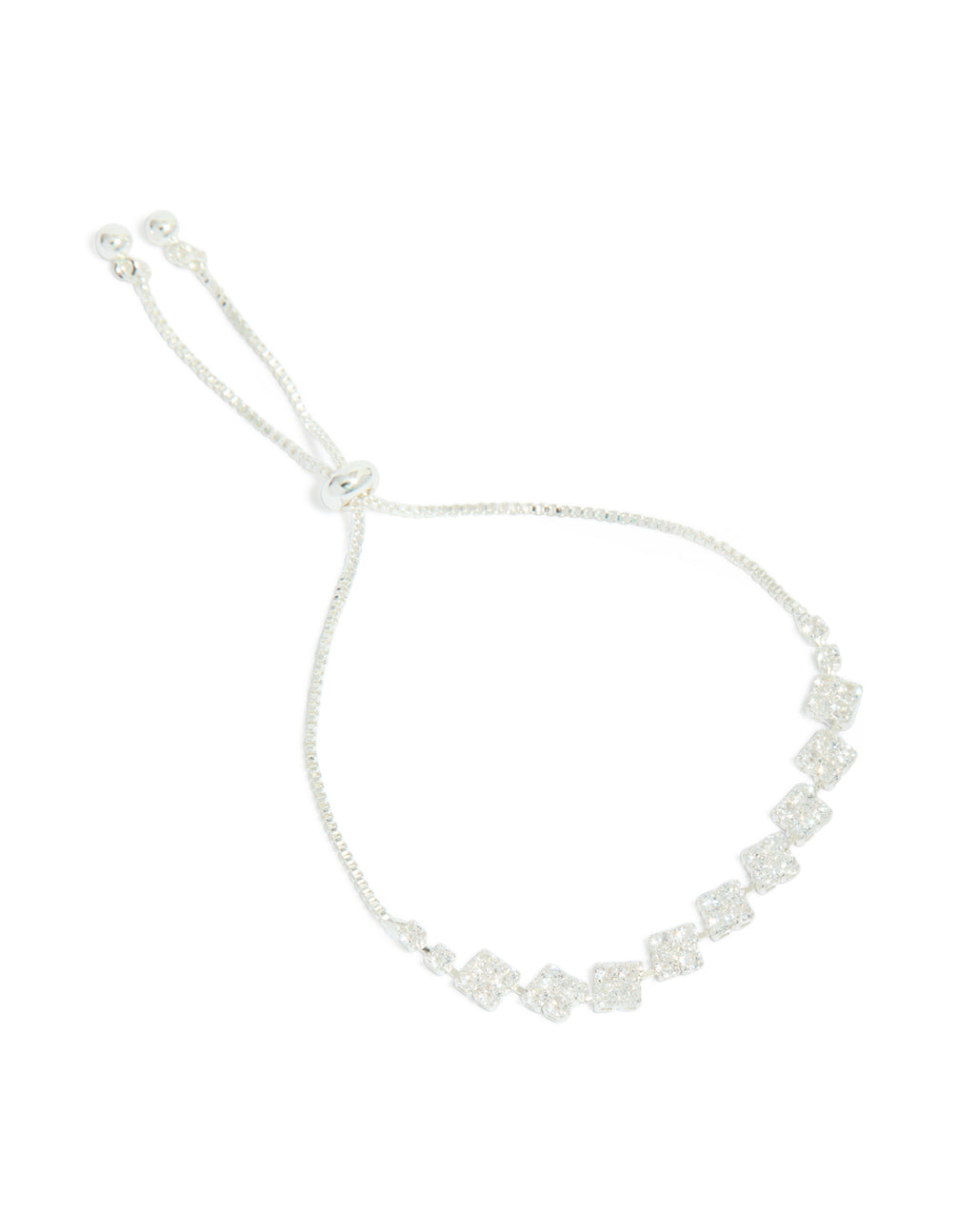 Silver Plated Cubic Zirconia Flower Detail Toggle Bracelet