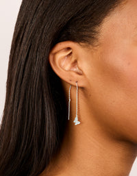 Silver Plated Cubic Zirconia Butterfly Thread Through Earrings - link has visual effect only