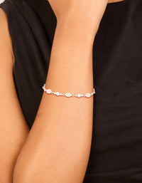Silver Plated Cubic Zirconia Mixed Oval Toggle Bracelet - link has visual effect only