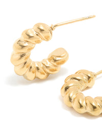 Waterproof Gold Plated Stainless Steel Mini Twisted Open Hoop Earrings - link has visual effect only